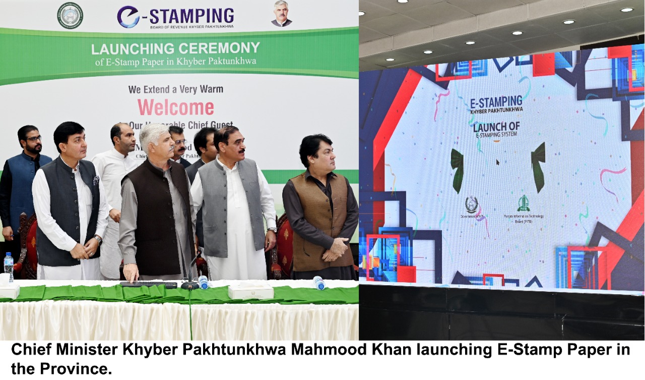 وزیر اعلیٰ خیبر پختونخوا محمود خان نے صوبے میں ای ۔اسٹامپ پیپر کا باضابطہ اجراءکردیا