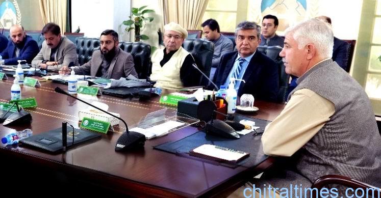 chitraltimes cm kp mahmood khan chairing road development projects2