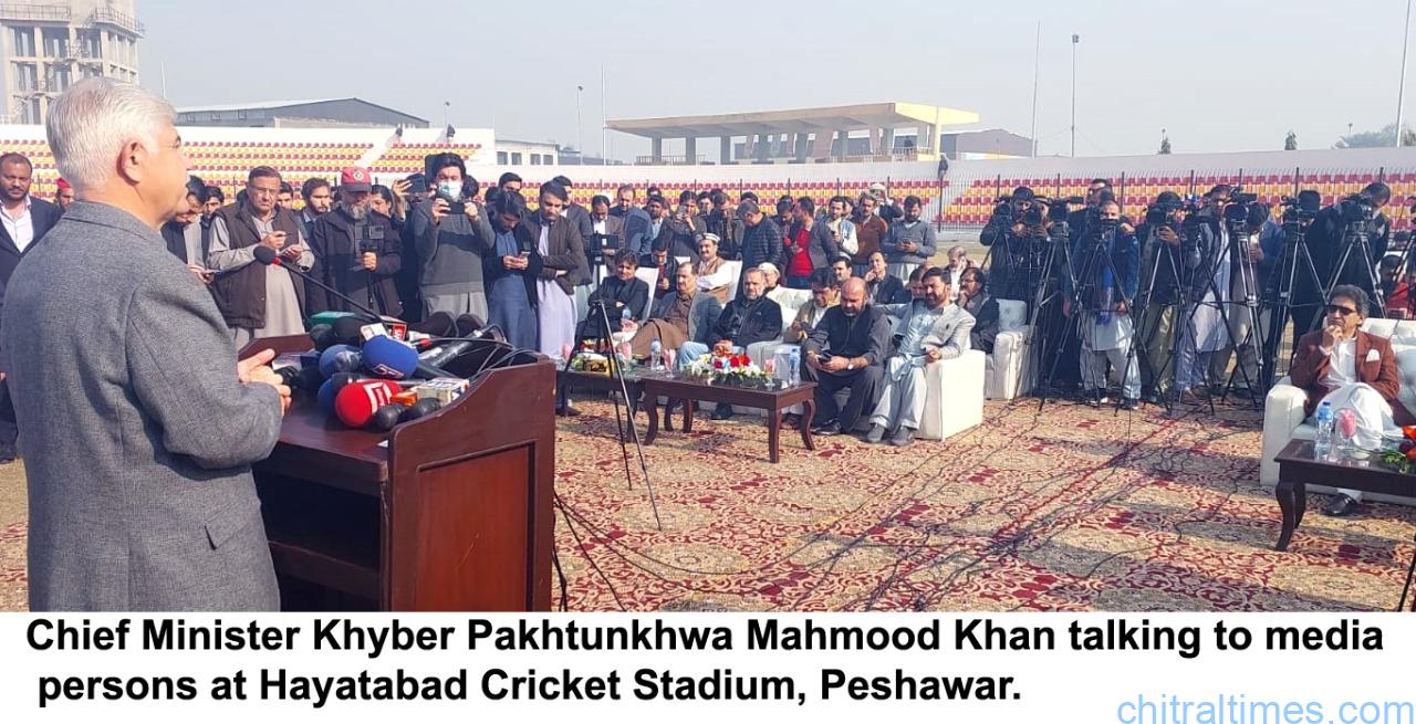 chitraltimes cm kp inagurated cricket stadium peshawar media talk