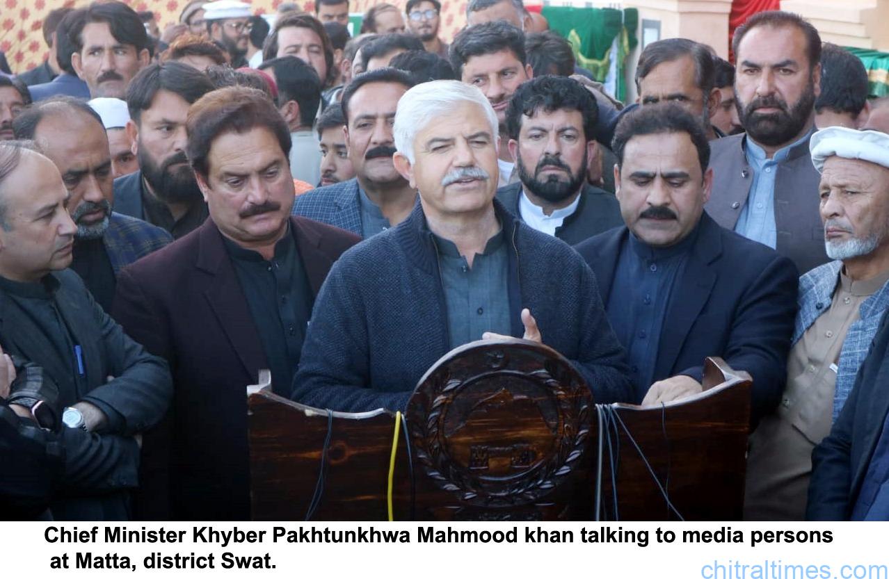 chitraltimes cm kp mahmood khan addressing media swat