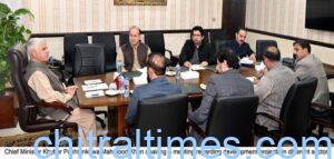 chitraltimes cm kp mahmood khan chairing a meeting on development projects