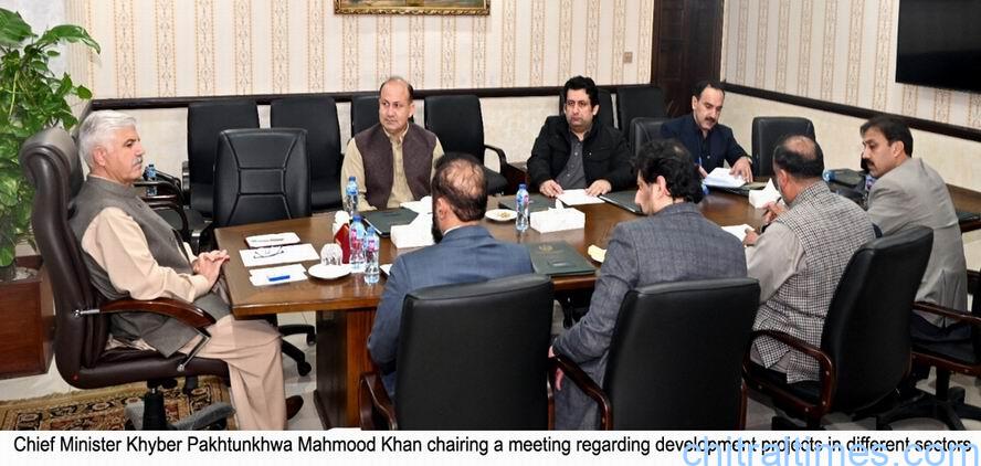 chitraltimes cm kp mahmood khan chairing a meeting on development projects