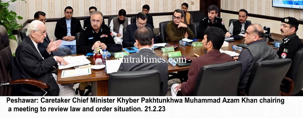 chitraltimes caretaker cm chaired a meeting on law and order situation in the province