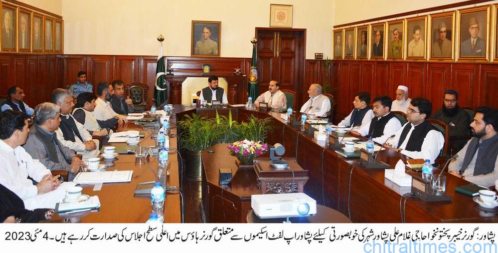 Governor KP chairing peshawar beautification uplift projects review meeting