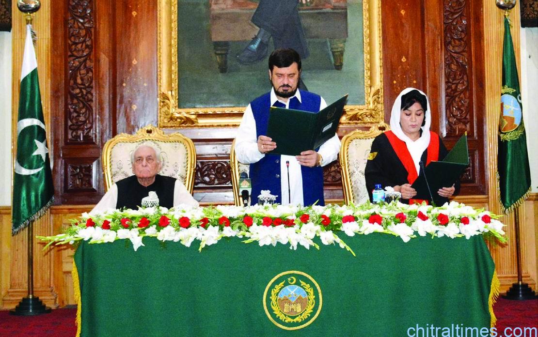 chitraltimes governor kp taking oath form musarat hilali as chief justice kp 1 1