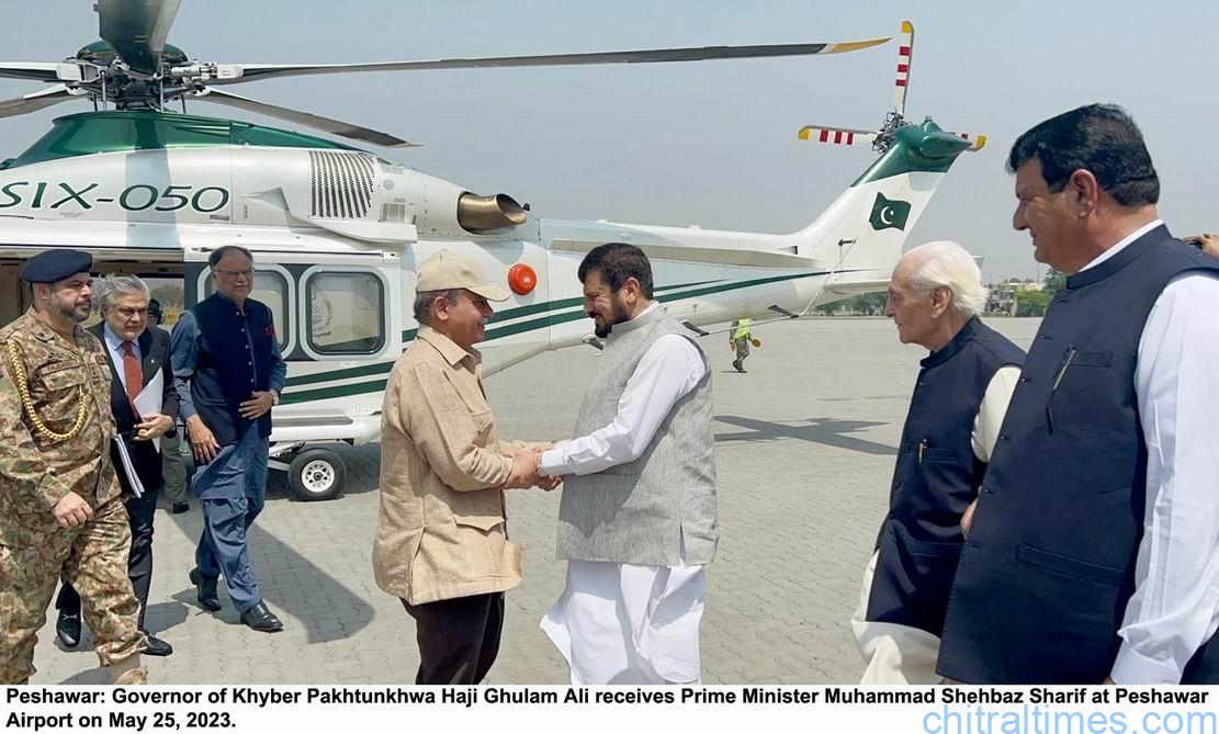 chitraltimes pm shehbaz visit peshawar governor receive him