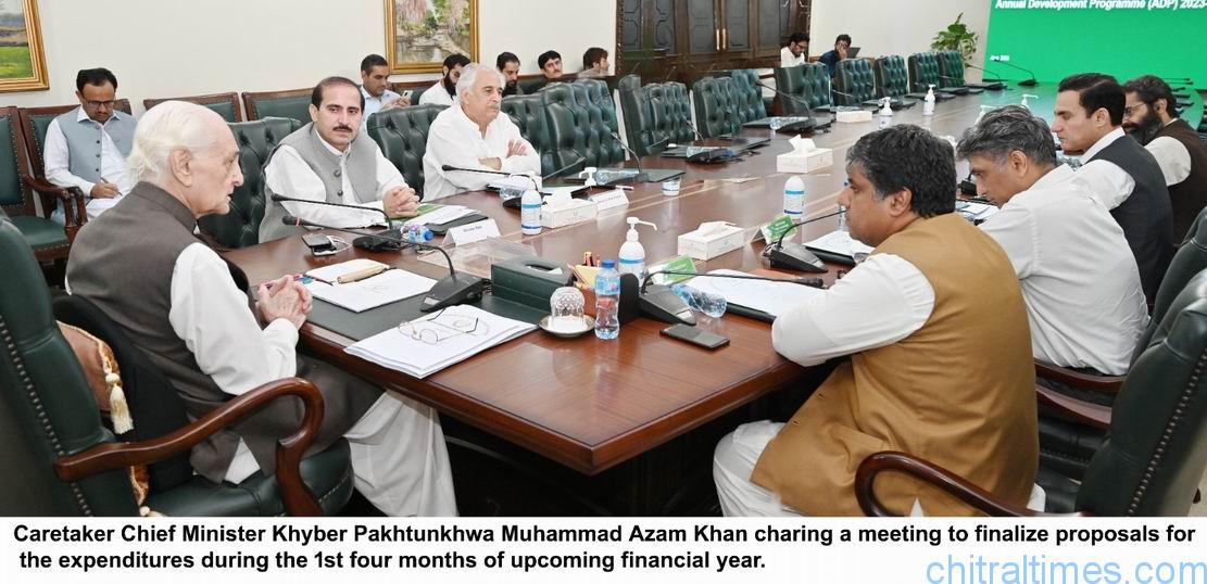 chitraltimes caretaker cm kp chairing budget meeting for four moth