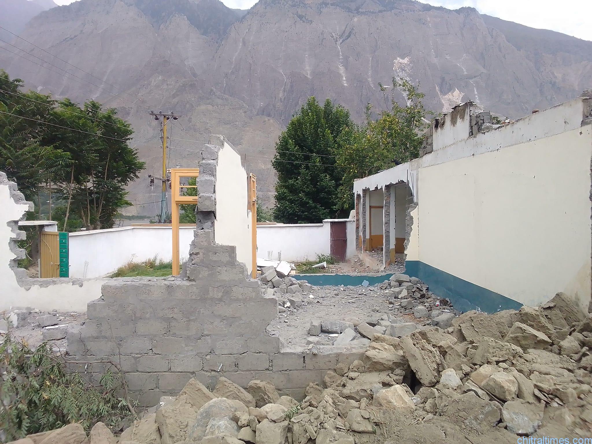 chitraltimes ayun kalash valley road construction started residential houses damaged