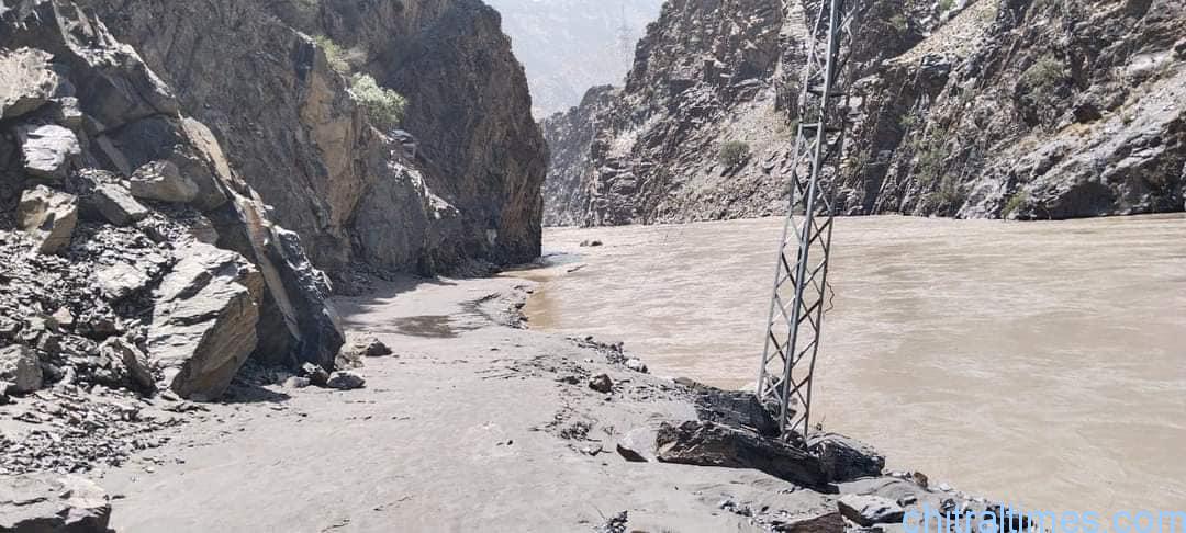 chitraltimes chitral flood and damages road block 14