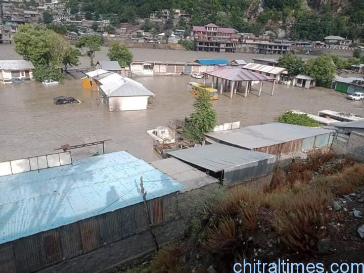 chitraltimes chitral flood and damages road block 1