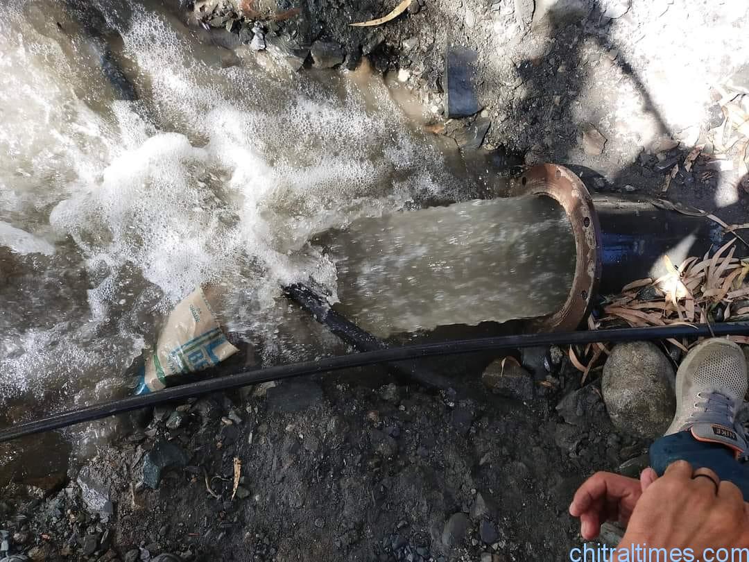 chitraltimes golen pipe line restored chitral lower 6
