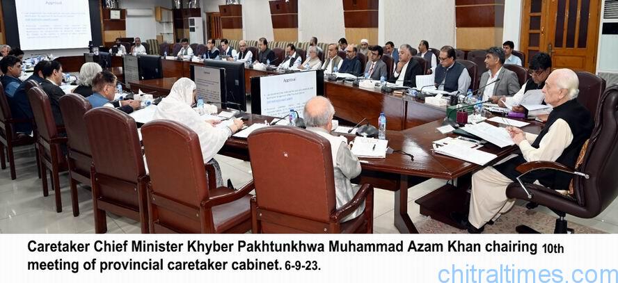 chitraltimes caretaker cm kp chairing cabinet meeting 10th