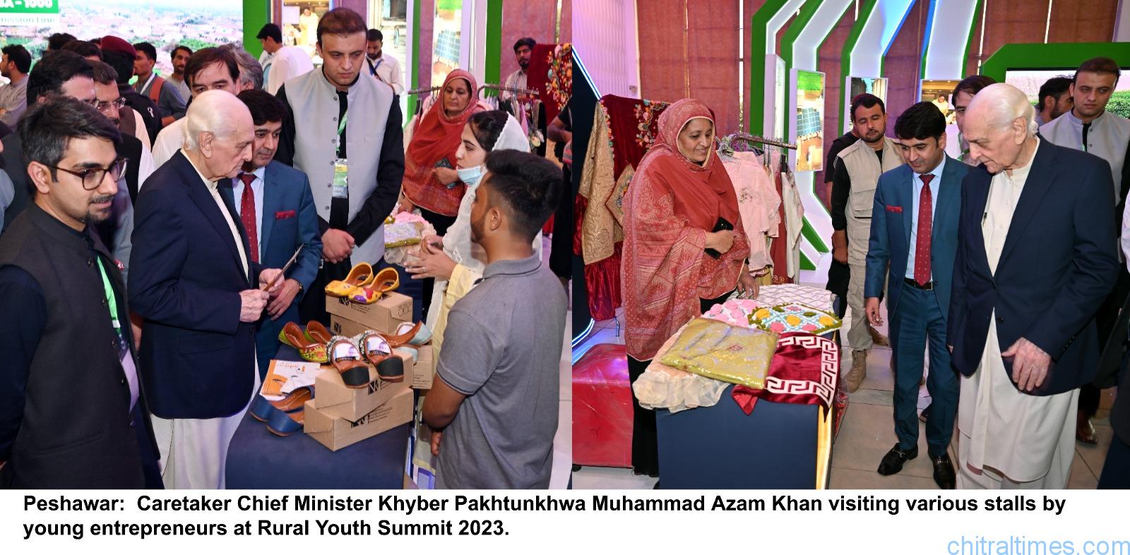 chitraltimes caretaker cm visiting youth exhibition stall