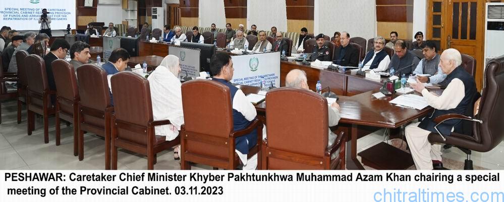 chitraltimes caretaker cm kp chairing cabinet meeting kp