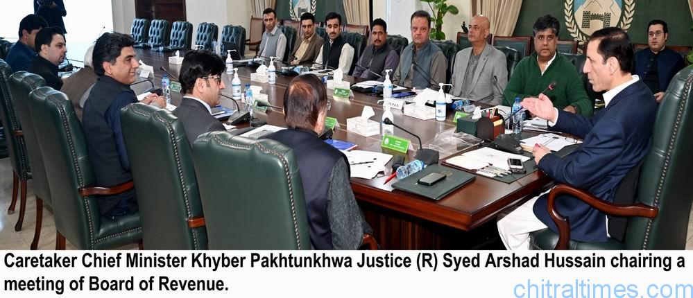 chitraltimes caretaker cm kp justice arshad hussain chairing a revenue meeting
