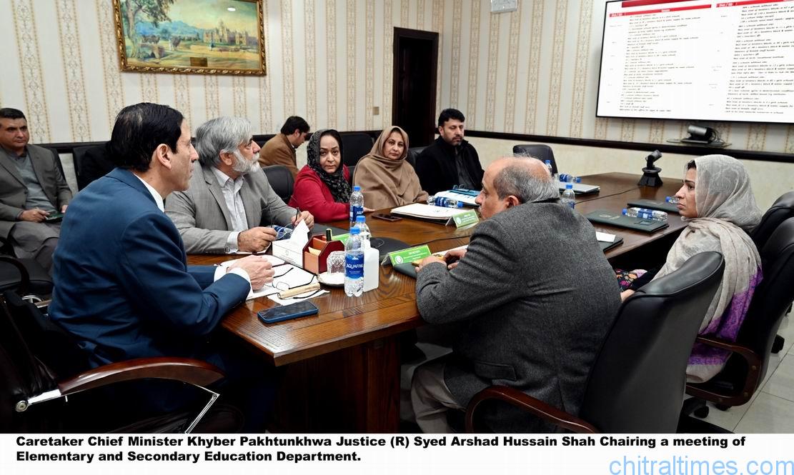 chitraltimes caretaker cm irshad hussain chairing ESE meeting