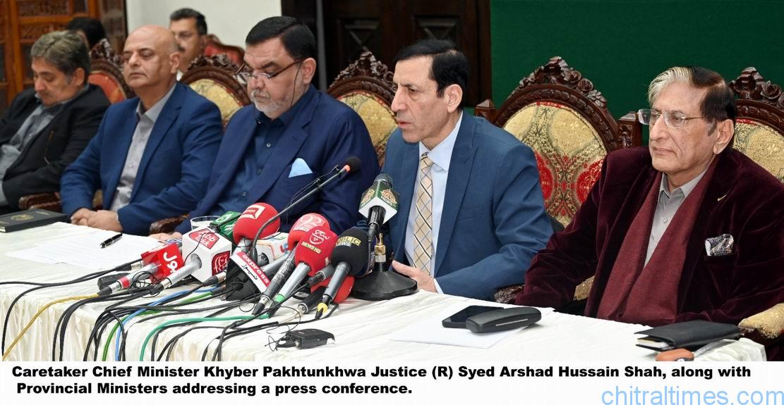 chitraltimes caretaker cm kp justice r irshad hussain press confrence with minister info