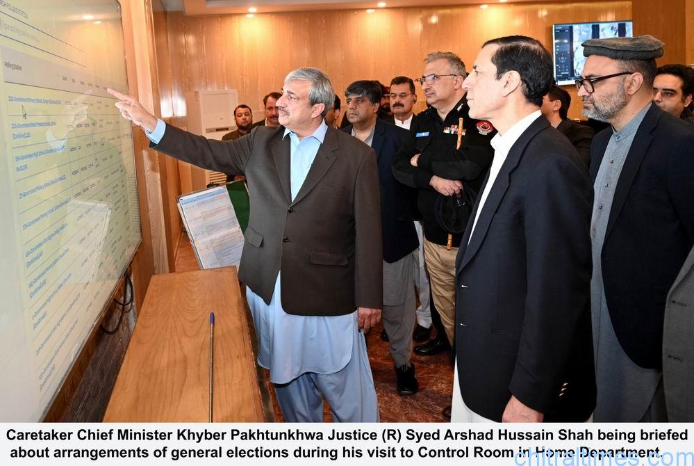 chitraltimes kp caretaker cm justice irshad visit election cell