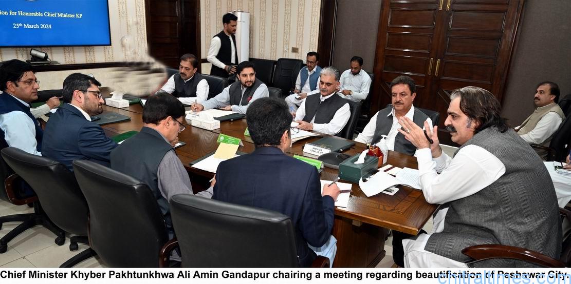 chitraltimes cm kp ali amin gandapur chairing meeting on peshawar buitification