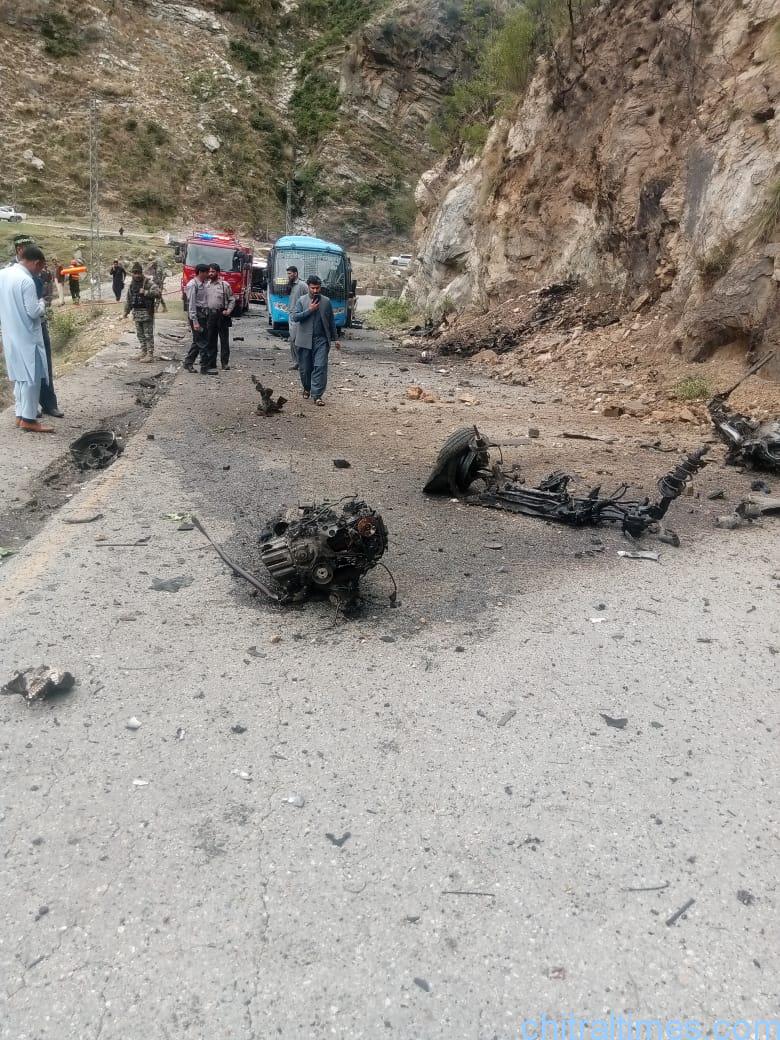 chitraltimes five chinese killed in a bom blast in Besham Shangla