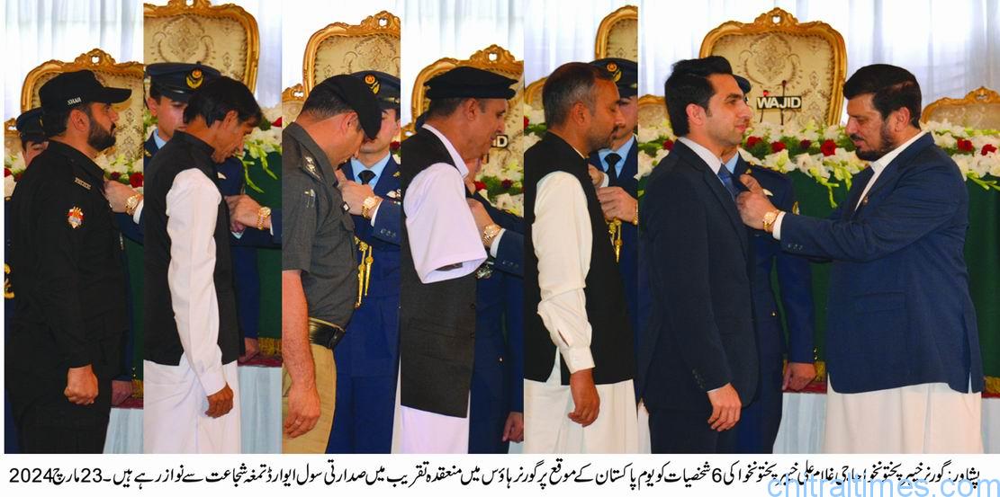 گورنرہاؤس پشاورمیں یوم پاکستان کے موقع پرتقسیم اعزازات کی پروقار تقریب، صوبے کی 58 شخصیات کو صدارتی سول اعزازت سے نوازا گیا