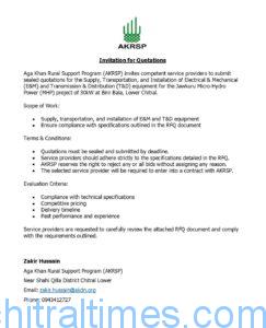 chitraltimes Advertisement for quotation Jawkuru Micro Hydro Power akrsp 1