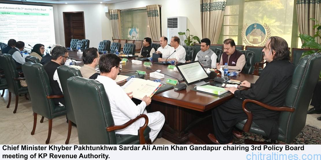 chitraltimes cm ali amin gandapur chairing policy board meeting of kp revenue authority
