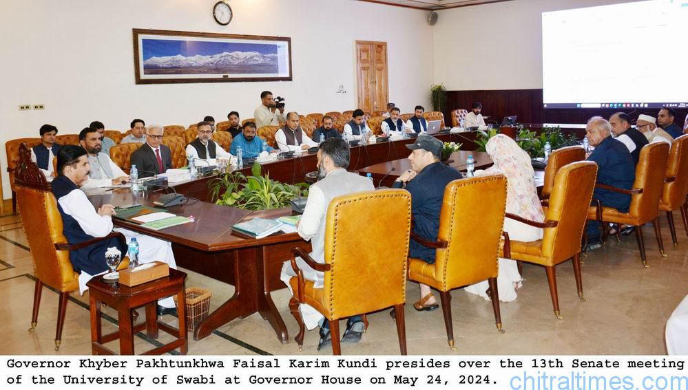 chitraltimes governor kp faisal karim kundi presides over Swabi university senate meeting