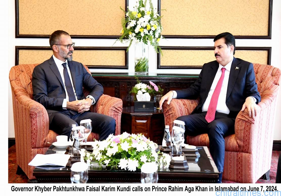 گورنر خیبرپختونخوا فیصل کریم کنڈی کا اسلام آباد میں پرنس رحیم آغا خان سے ملاقات، گورنر نے  آغا خان فاونڈیشن کی خیبرپختونخوا بالخصوص ضلع چترال میں تعلیم و صحت سمیت فلاحی خدمات کو سراہا 