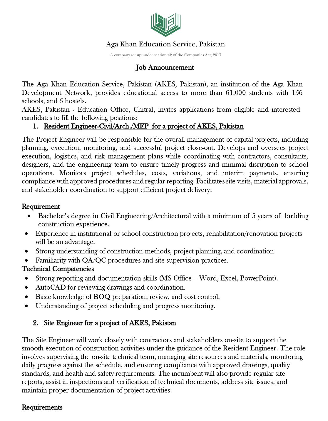 Advertisement AKESP Chitral position vacant july26 1