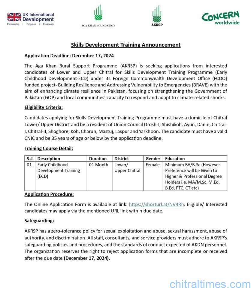 Early Childhood Development Training Announcement akrsp