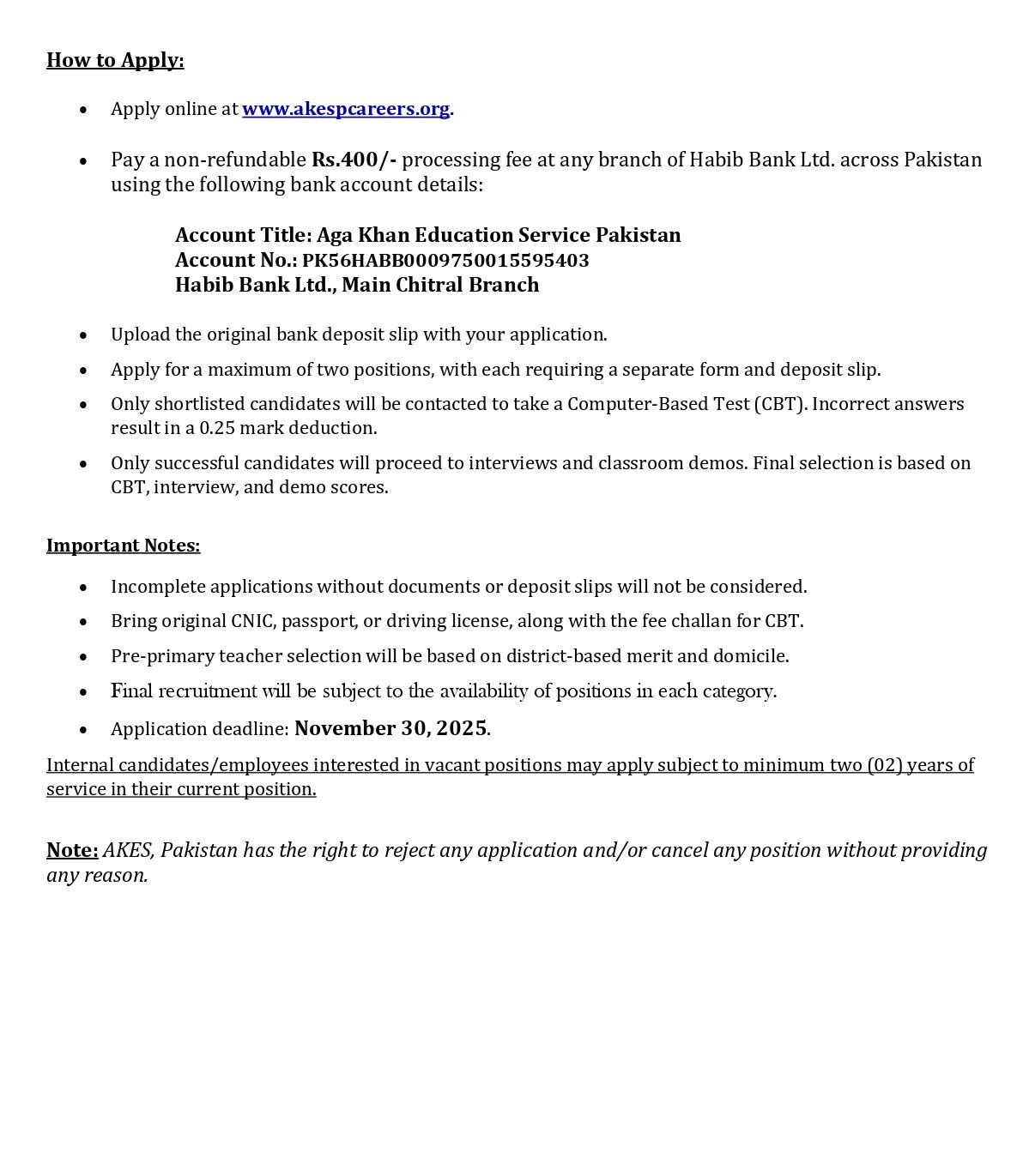 Job Ad TS mega recuritment AKESP Chitral 2025 2026 2