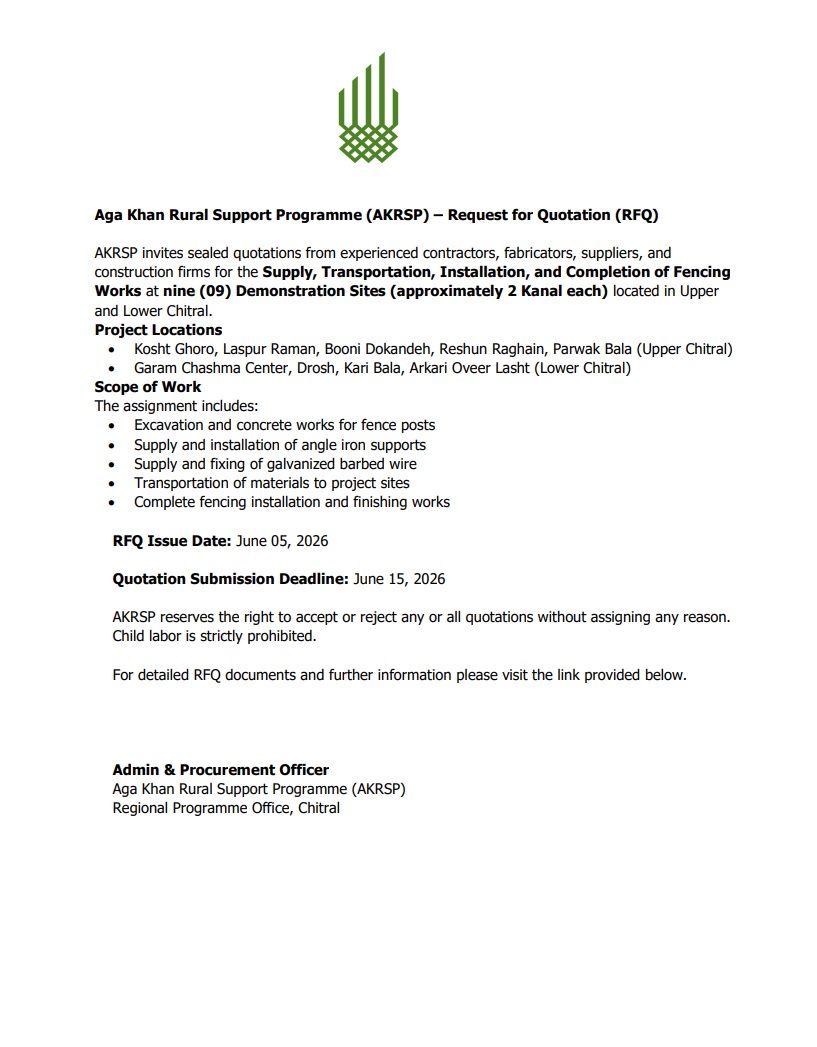 akrsp Advertisement for supply transportation