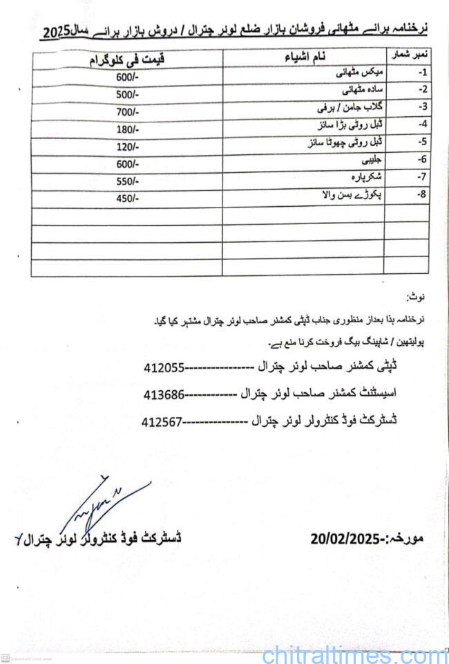 chitraltimes DPRC Meeting held under the chairmanship adc gen chitral lower new price list issued 3