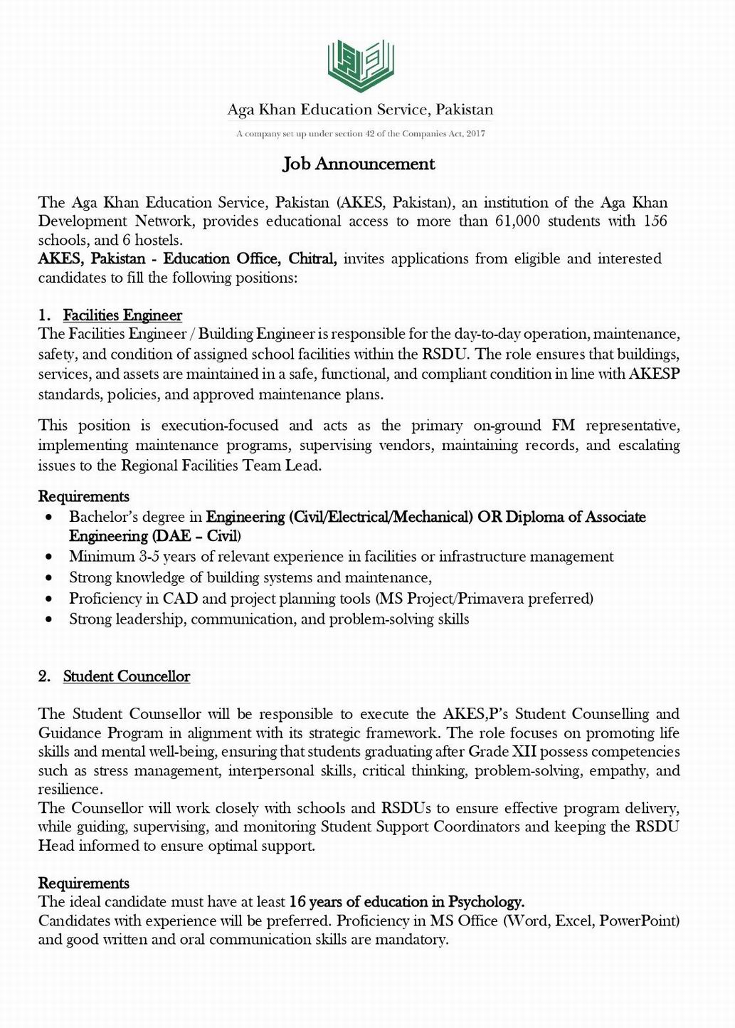 chitraltimes akesp advertisment for jobs