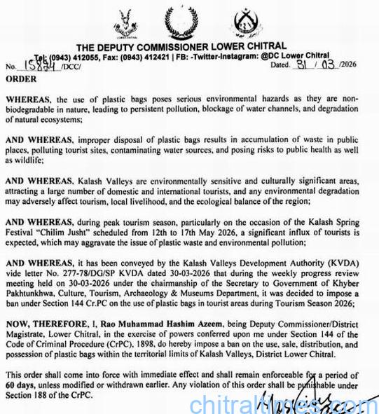 chitraltimes ban imposed in kalash valley on plastic bags