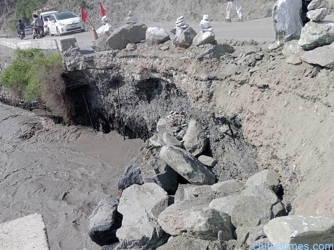 chitraltimes chitral airport road washed away 2
