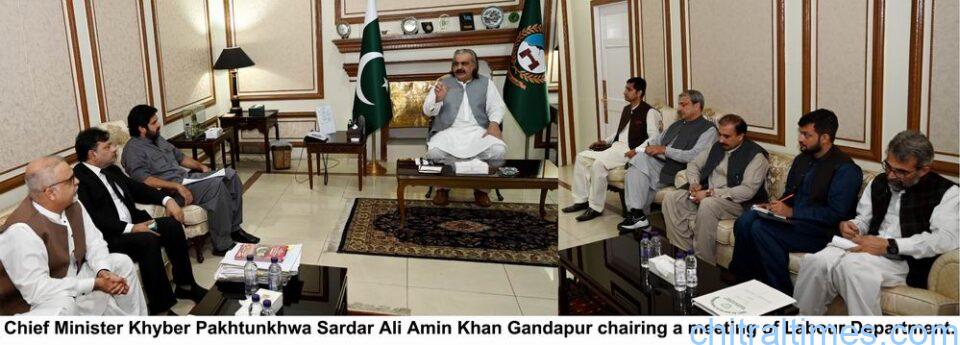chitraltimes cm chairing a meeting of labour department