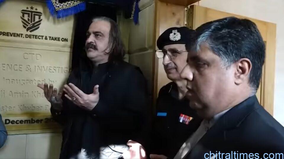 chitraltimes cm kp ali amin gandapur visit cdt police station with cs and igp