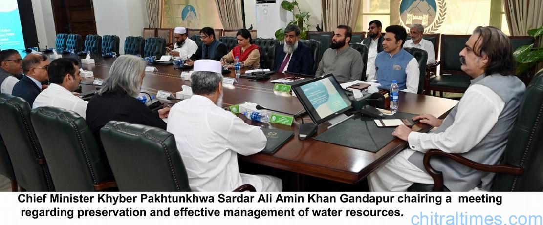 chitraltimes cm kp chairing meeting on preservation and effective management of water resources