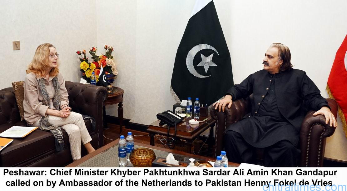 chitraltimes cm kp sardar ali amin khan gandapur called on by Ambassador of Netherlands to Pak Henny Fokel de Vries