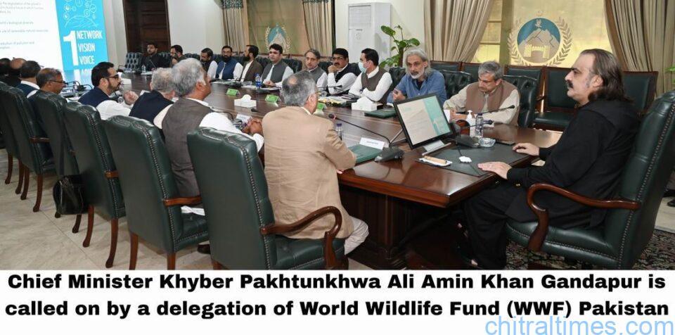 chitraltimes cm kpk ali amin gandapur is called on by WWF delegation