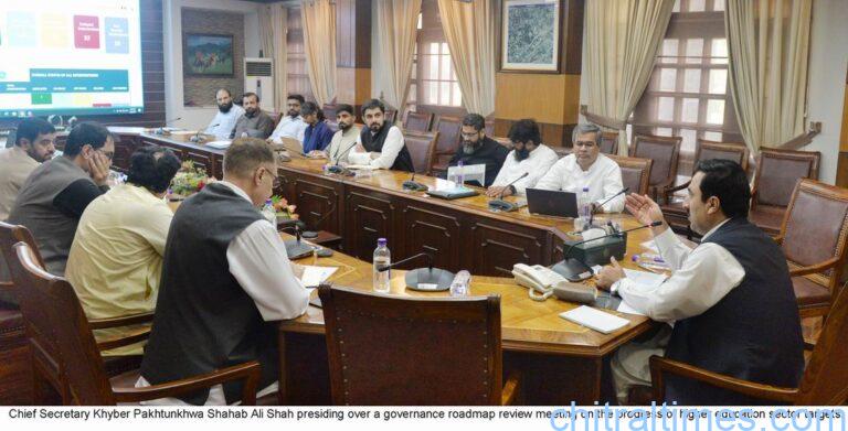 chitraltimes cs kp shahabuddin chairing education department road map meeting 2