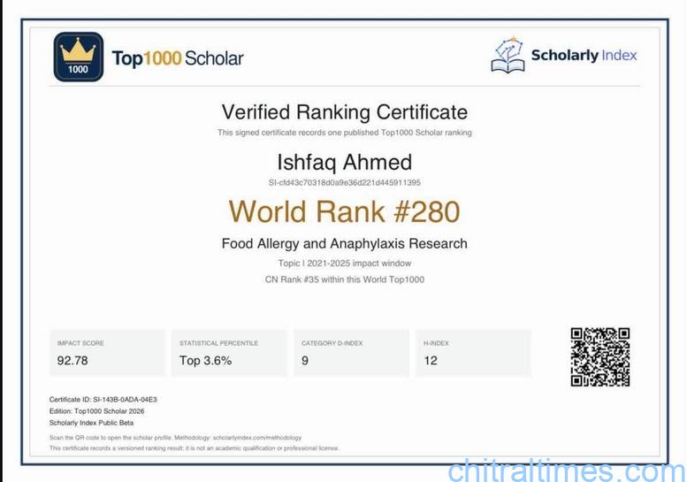 chitraltimes dr ashfaq ahmad danin chitral distinction 1