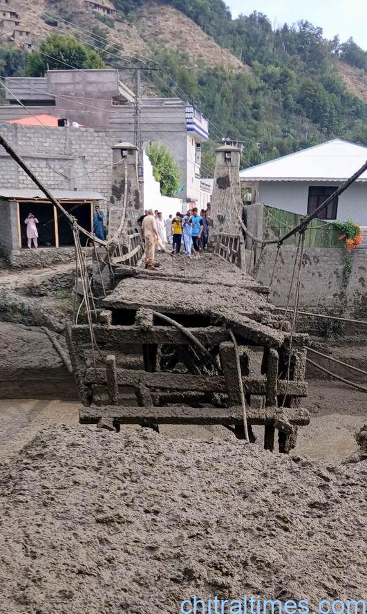 chitraltimes flash flood washed away crops houses and brige in Jughoor chitral lower 1