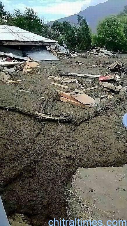 chitraltimes flash flood washed away crops houses and brige in Jughoor chitral lower 1
