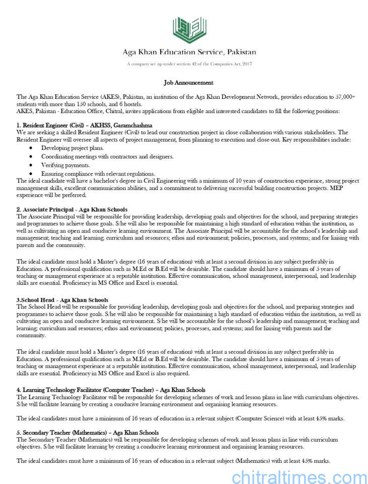 chitraltimes job advertisement akesp March25