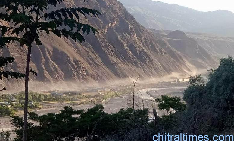 A dusty road in Upper Chitral, highlighting the delayed road construction and development challenges.