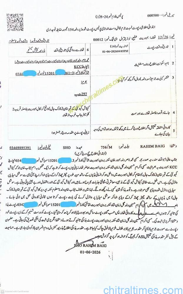 chitraltimes kalash valley FiR against vloger