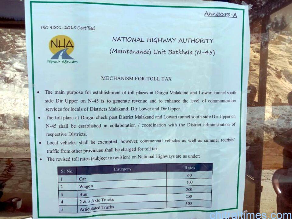 chitraltimes lowari tunnel toll tax 2